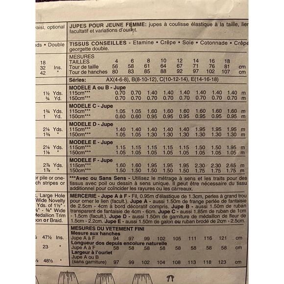 McCalls 3119 skirt sewing pattern sz 14 16 18 - Picture 5 of 6